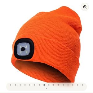 Etcetera Bright Orange Kids Hat with LED Light